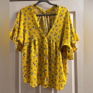 floral vneck blush, large